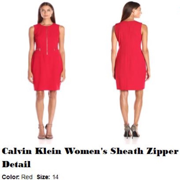 Sleeveless Sheath Dress with flaux pocket. Solid - Picture 2 of 3